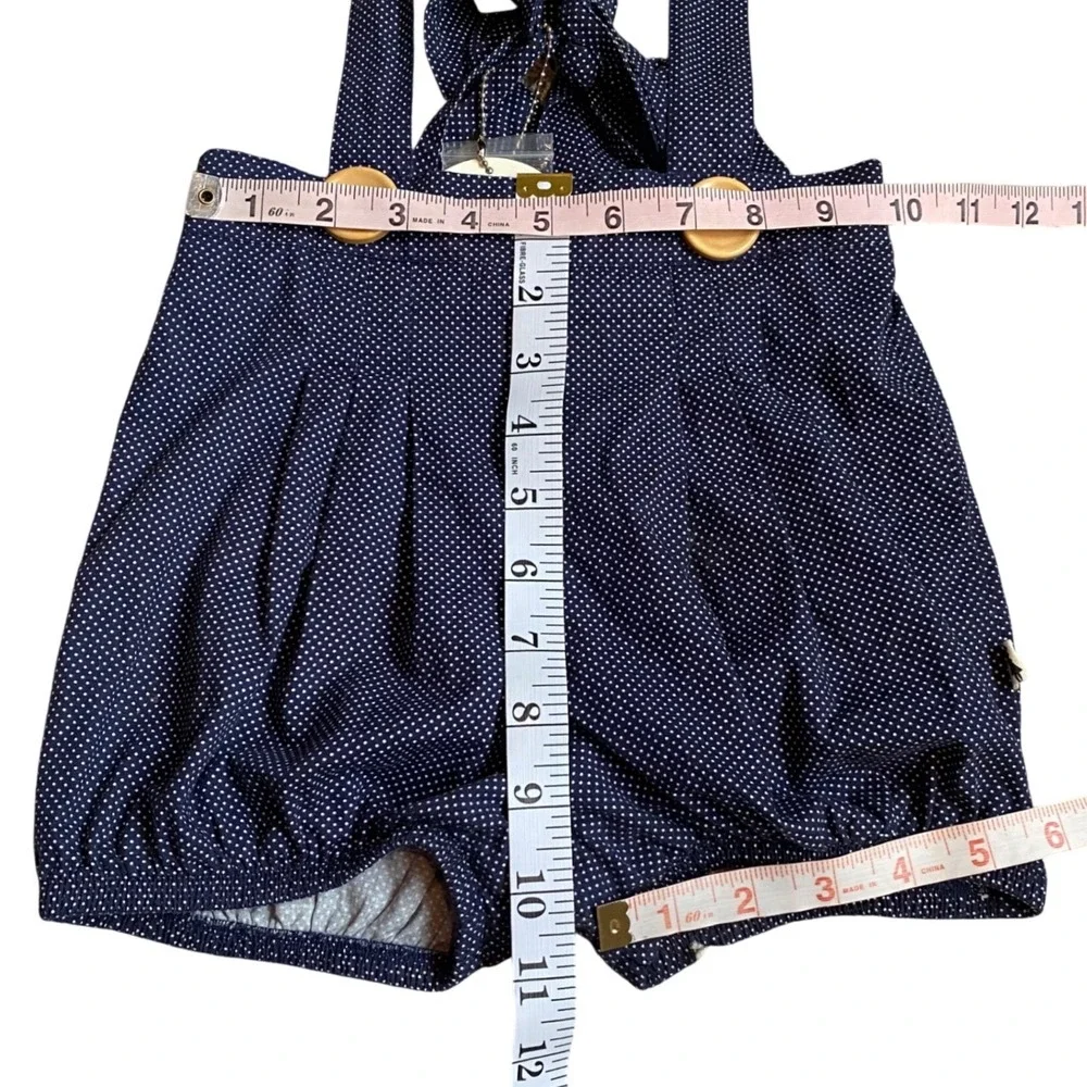 NEW LACEY LANE Polka Dot Suspender Bloomers Romper Size 5‎ Navy Retro Australia